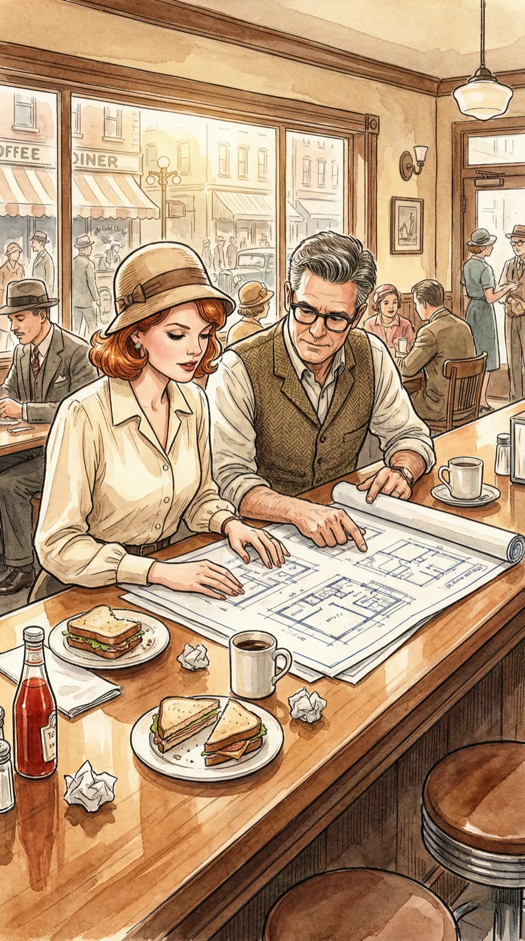 Friday and the Chief at a diner